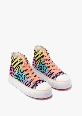 Multi animal print high top sneaker