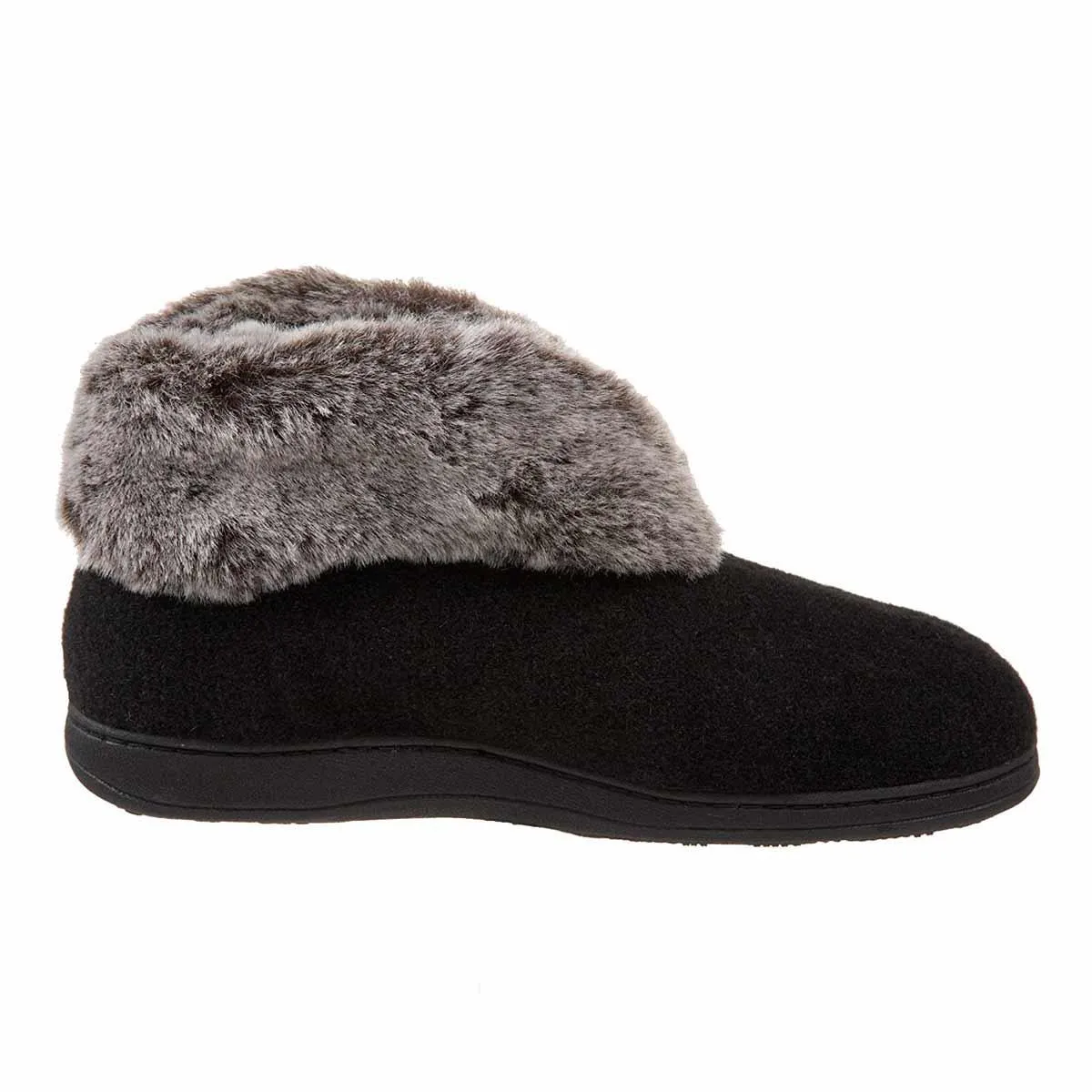 Acorn Women's Slipper - Chinchilla Bootie II Faux Fur, Black | A11043