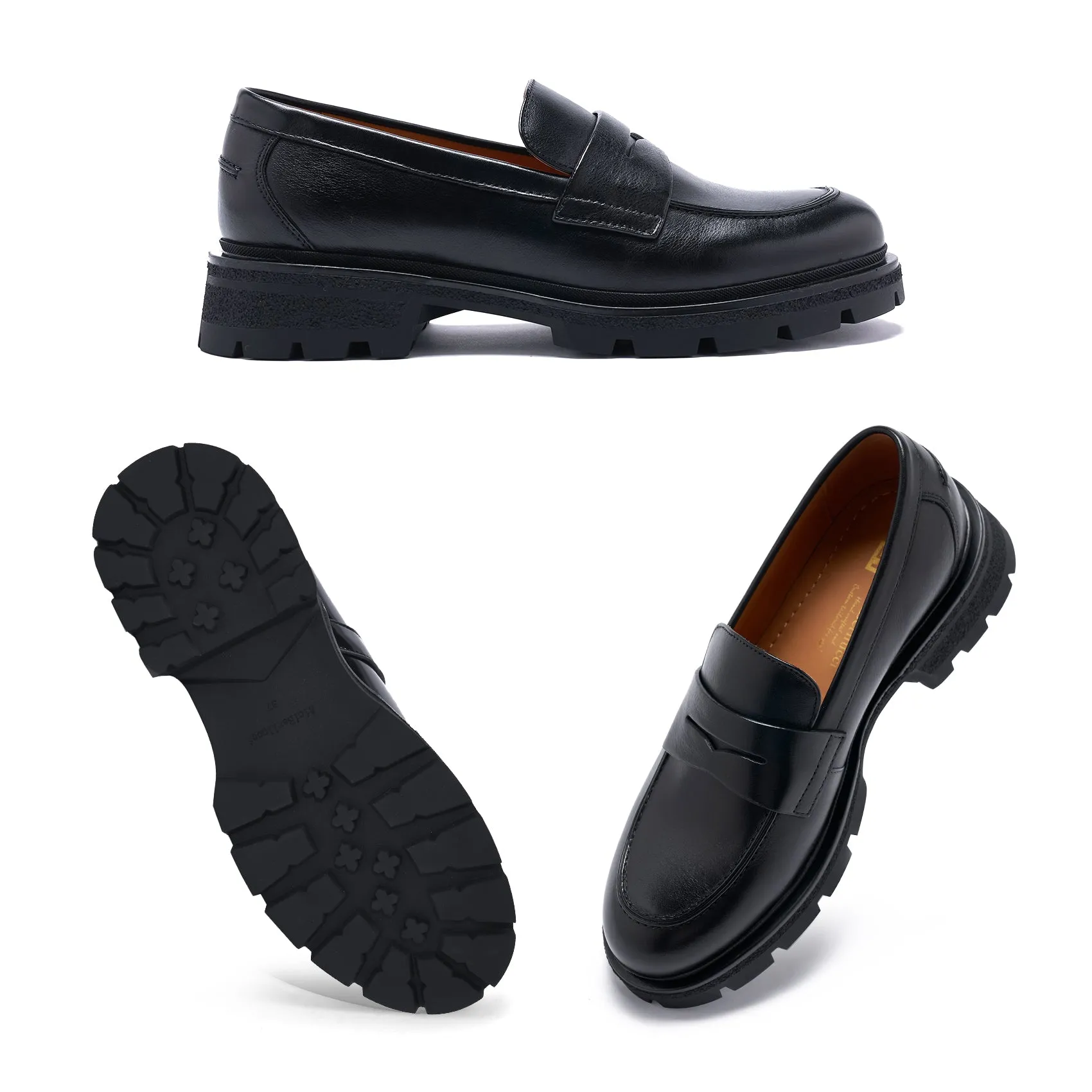 AiciBerllucci -SUNNY1 -Black Loafers for Women, Business Casual Shoes, Women's Loafers & Slip-Ons, Womens Chunky Loafers Comfortable Platform Loafers for Women