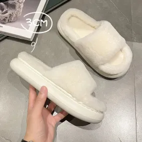 AMOZAE-- Fashionable Slides with Plush Furry for Cozy Winter Indoor Wear