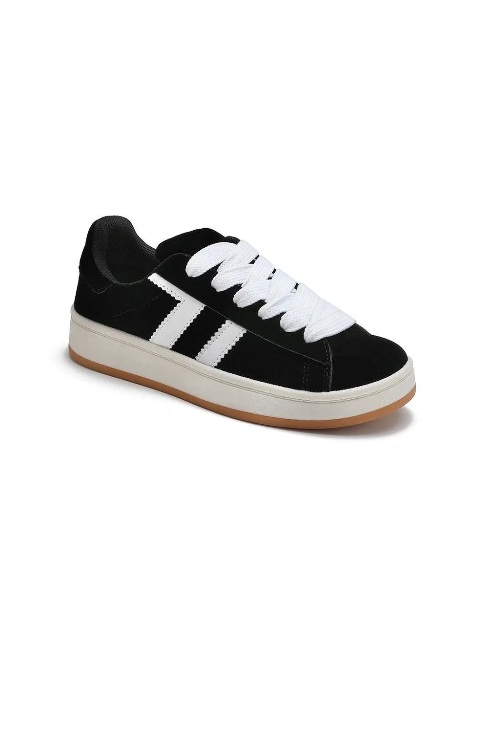 BLACK LACE UP SIDE DETAIL DESIGNER TRAINERS