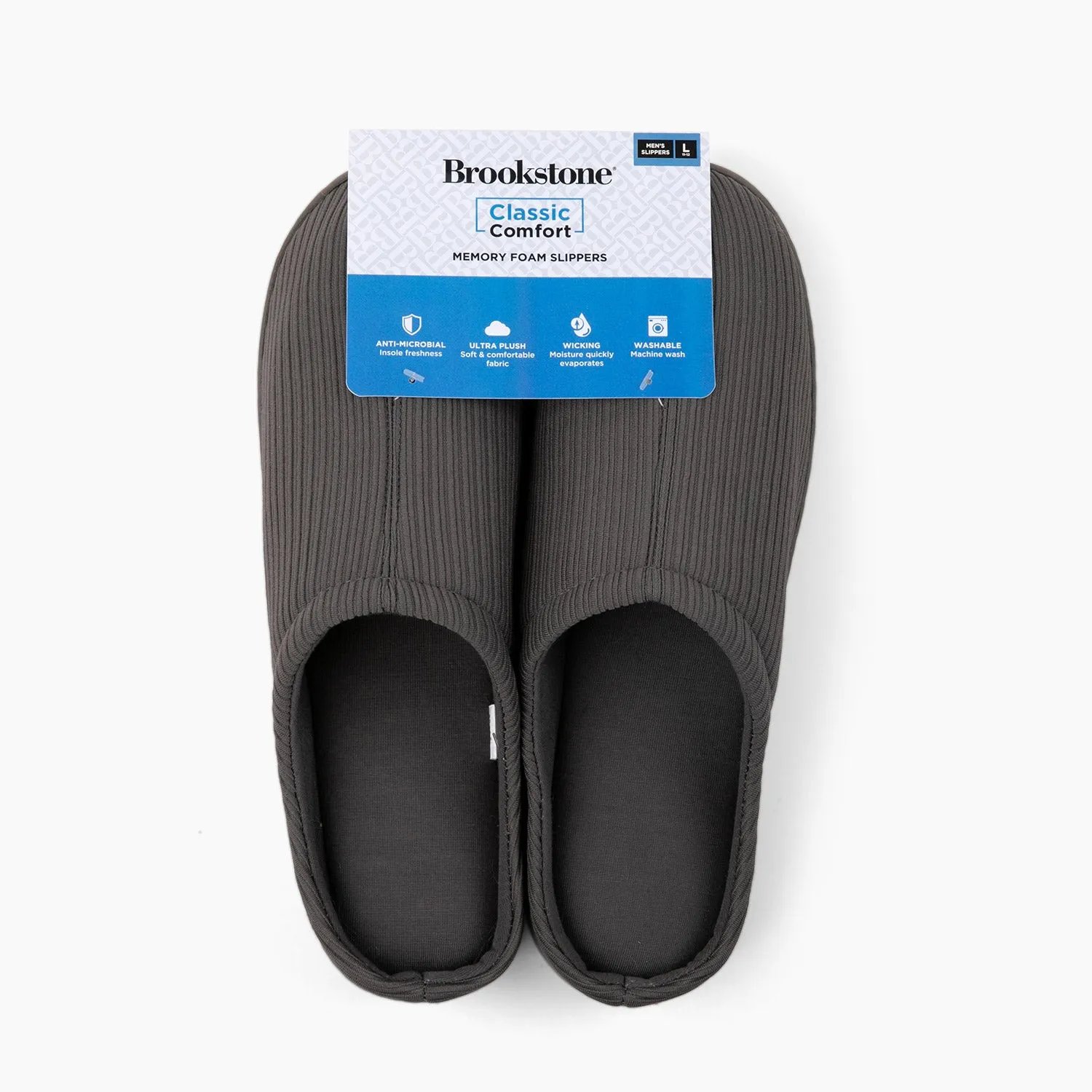 Brookstone Classic Comfort Memory Foam Slippers - Men's