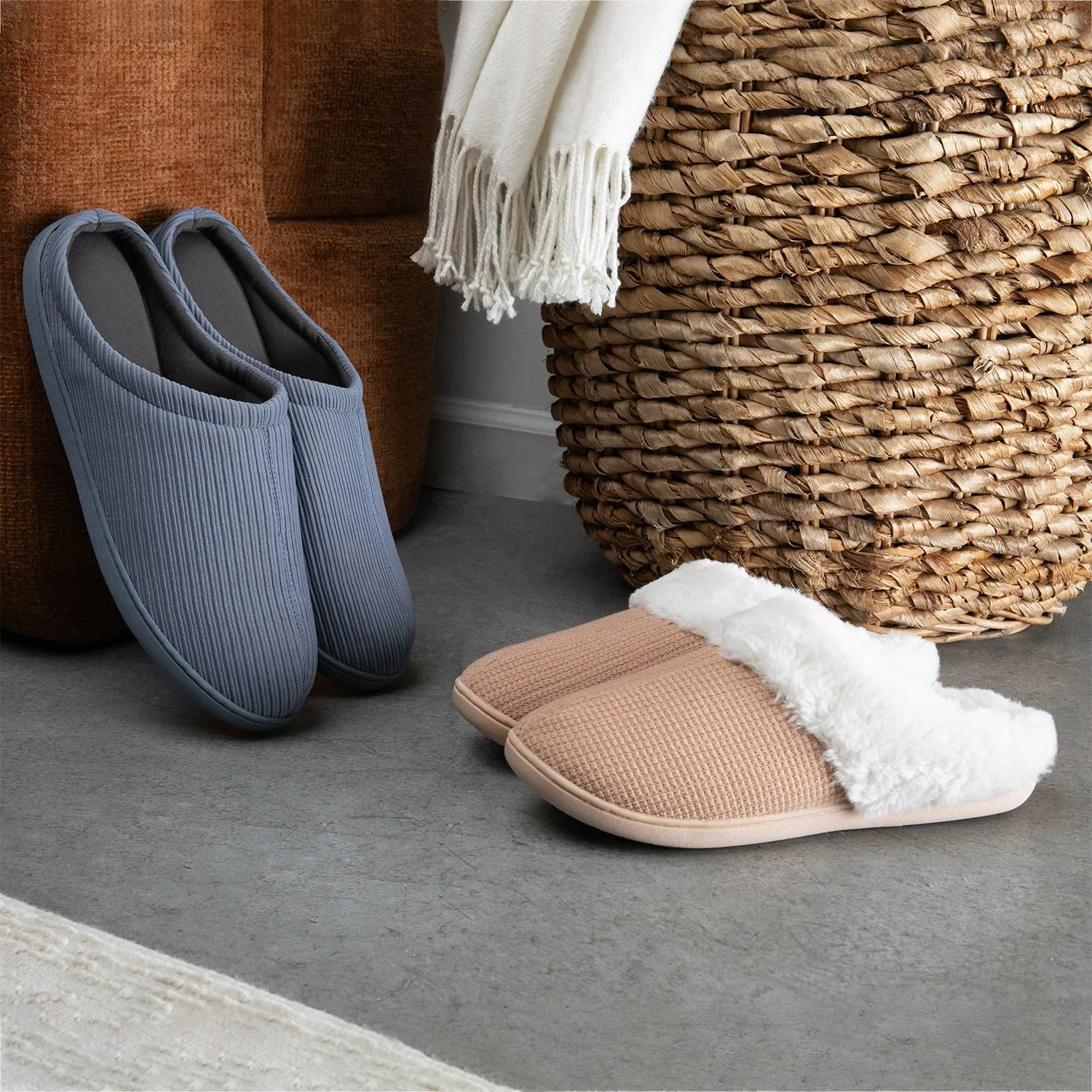 Brookstone Classic Comfort Memory Foam Slippers - Men's