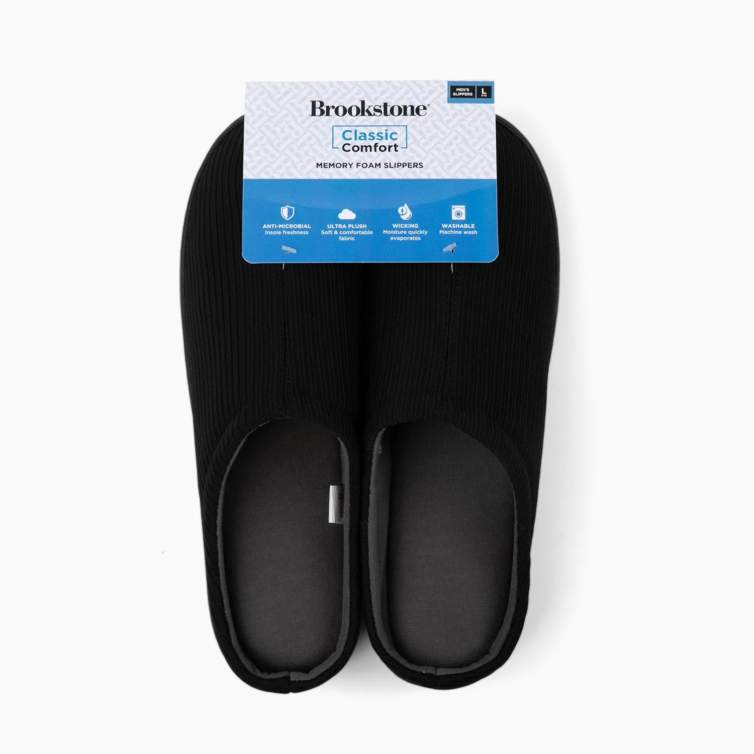 Brookstone Classic Comfort Memory Foam Slippers - Men's