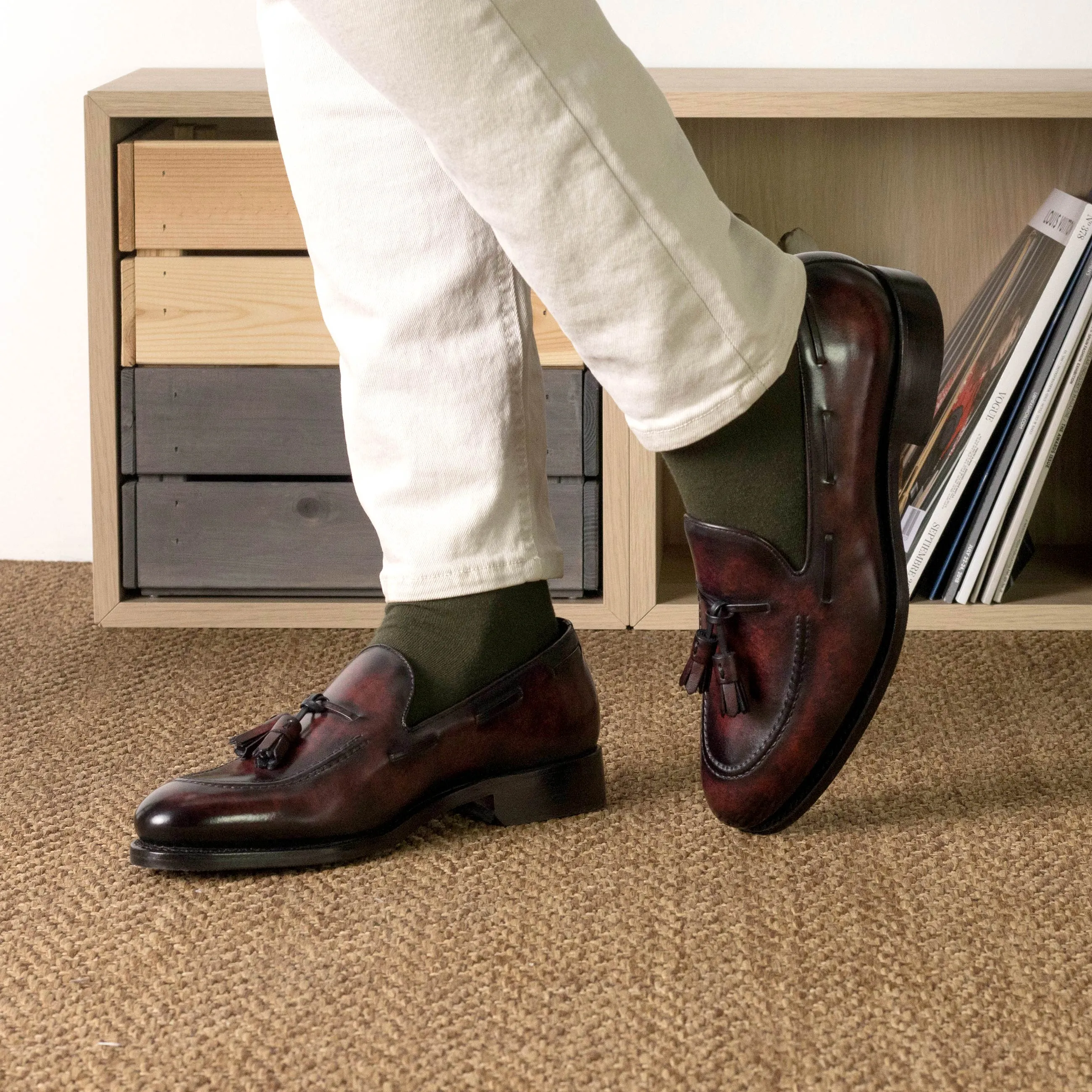 Burgundy Patina Tassel Loafers