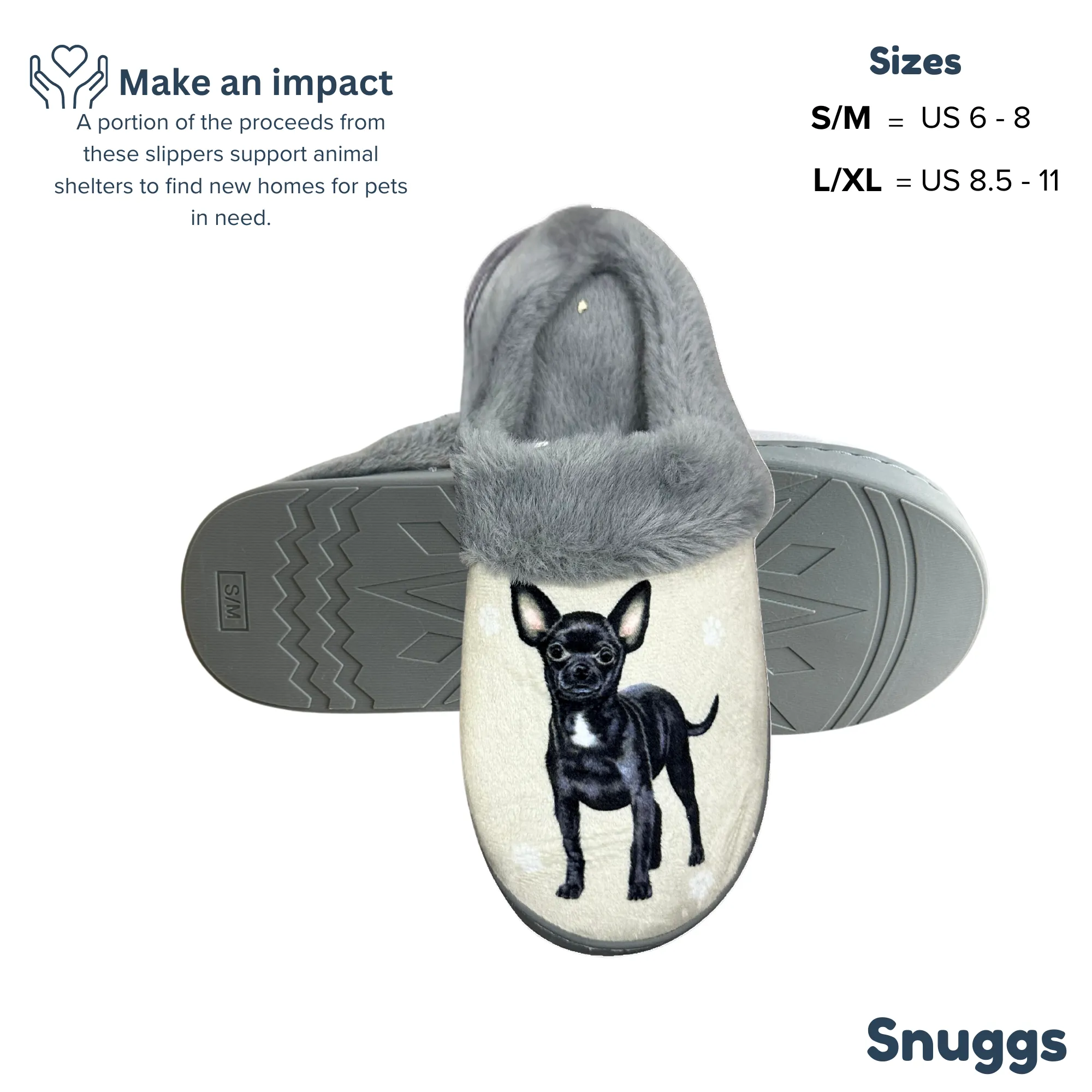 Chihuahua , Black Snuggs Slipper