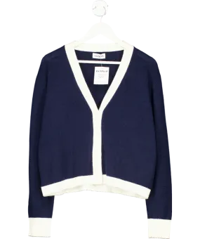 Cloeys Colourblock Softest 100% Cashmere Cardigan Blue & White UK M/L