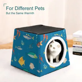 Cute Fish Print Cat Cave - Washable Comfort for Happy Cats