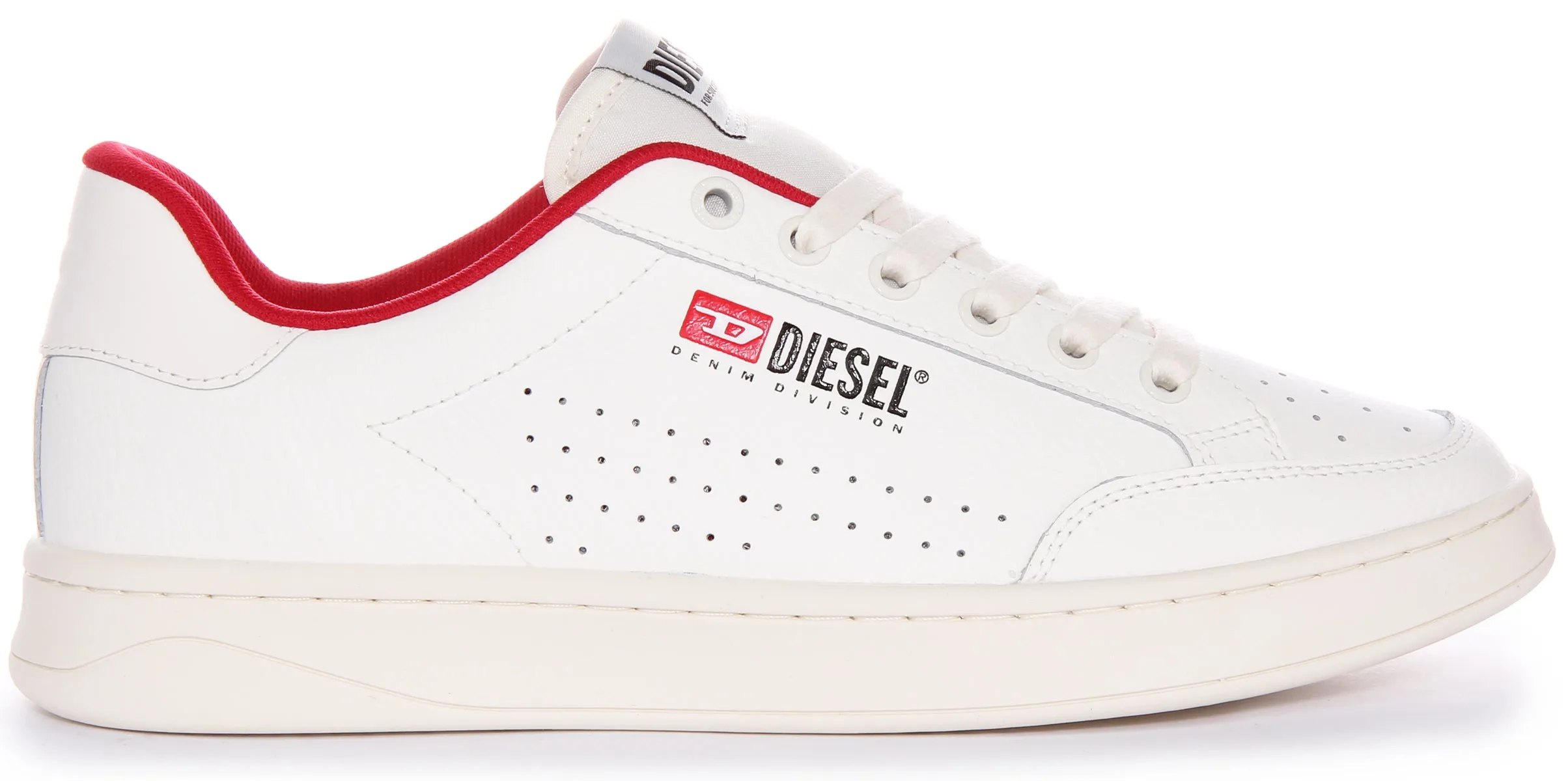 Diesel S-Athene Vintage Trainers In White Red For Men