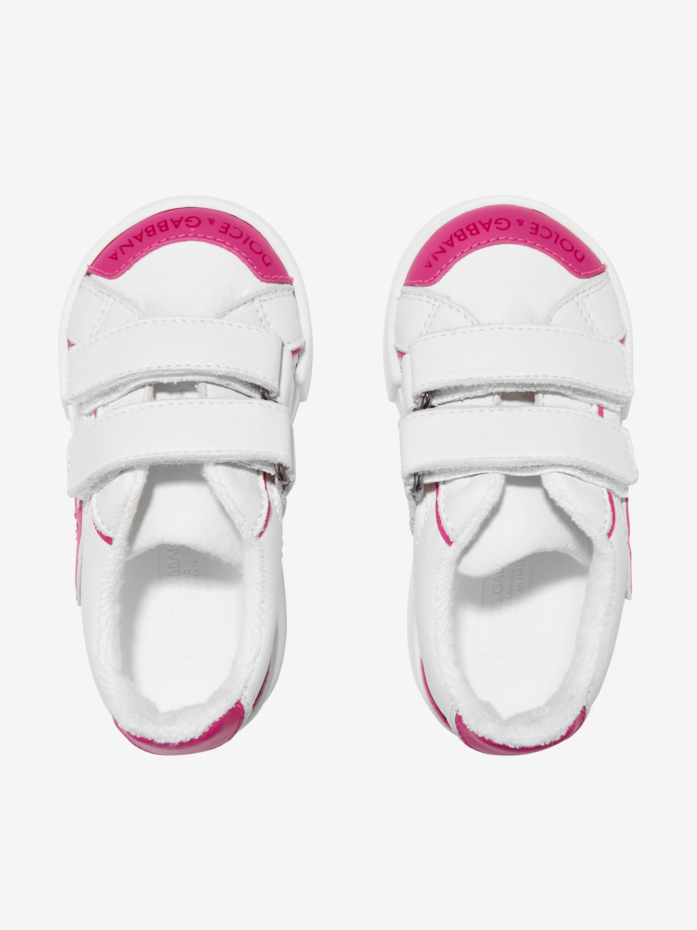 Dolce & Gabbana Baby Girls Leather Velcro Trainers in White