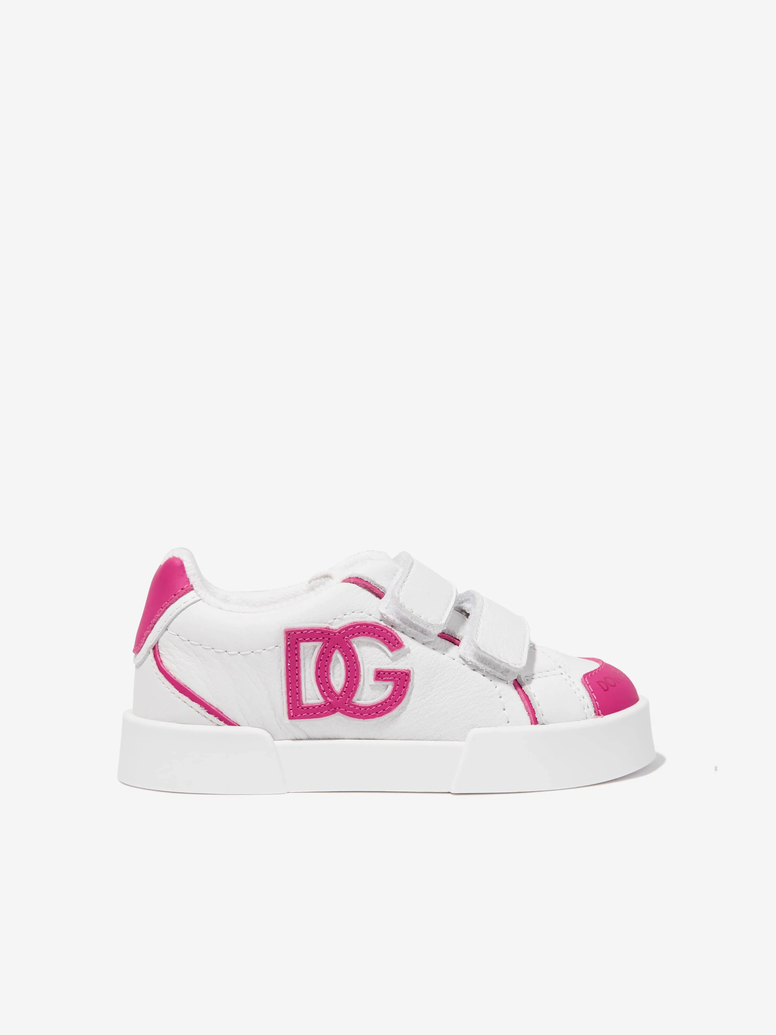 Dolce & Gabbana Baby Girls Leather Velcro Trainers in White