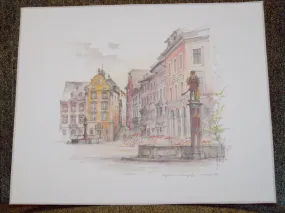 European City Street Drawing