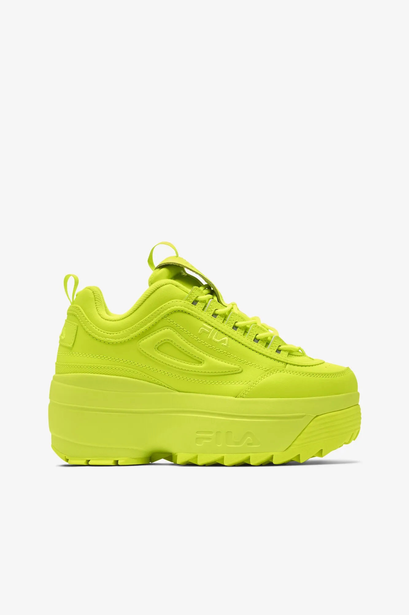 FILA: DISRUPTOR II WEDGE CHUNKY NEON SNEAKERS