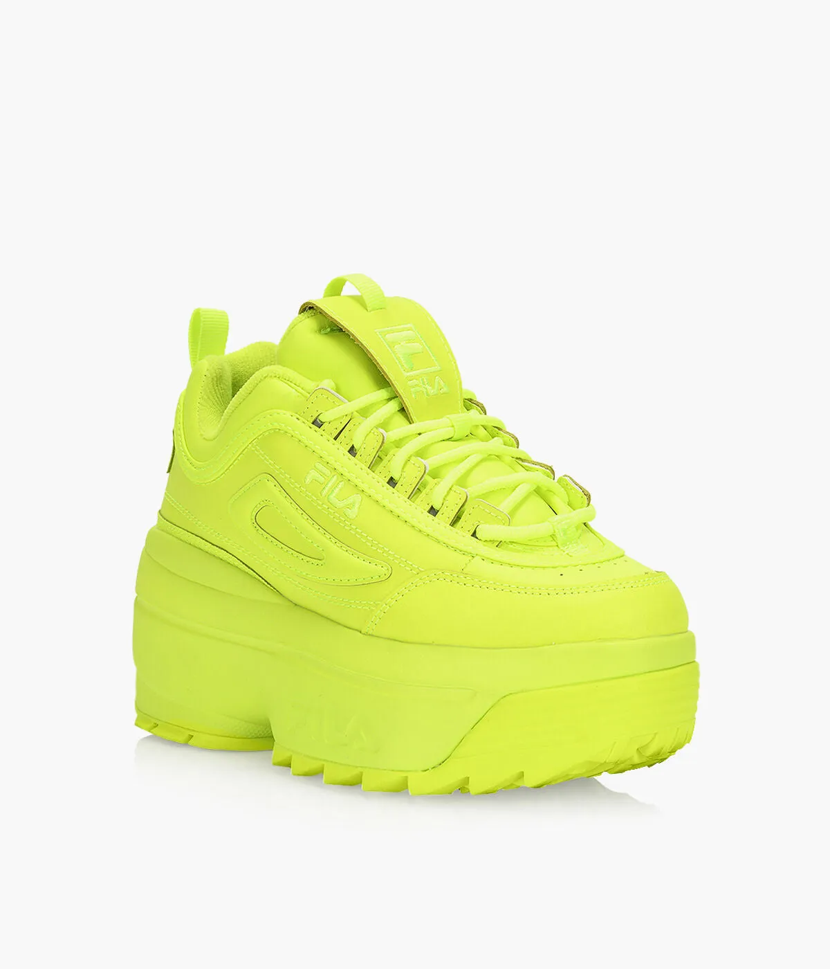 FILA: DISRUPTOR II WEDGE CHUNKY NEON SNEAKERS