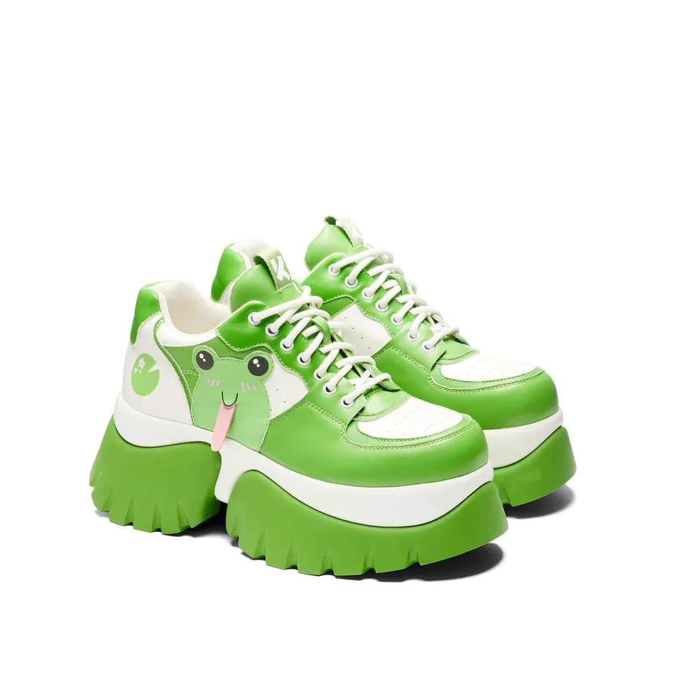 Fwoggy Woggy Says Hi Chunky Trainers - Green-Size 5-Clearance