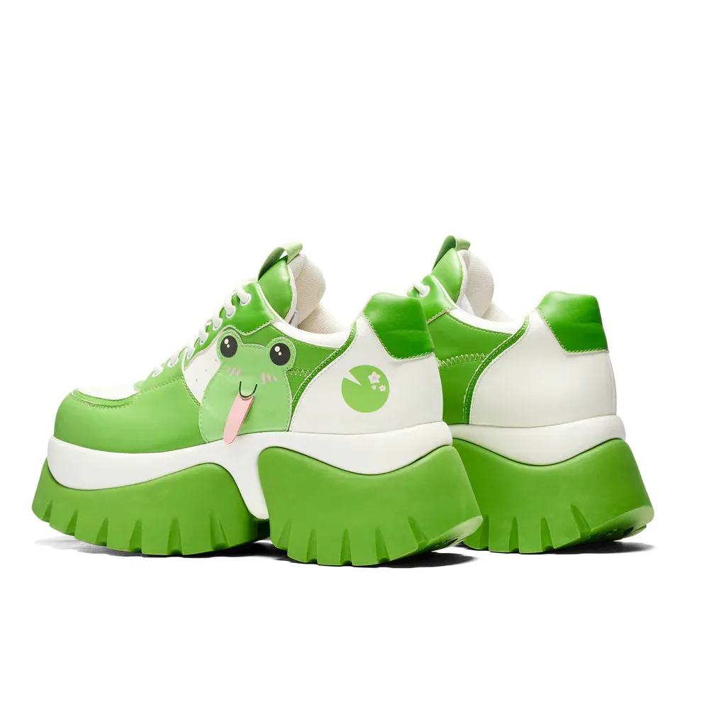 Fwoggy Woggy Says Hi Chunky Trainers - Green-Size 5-Clearance