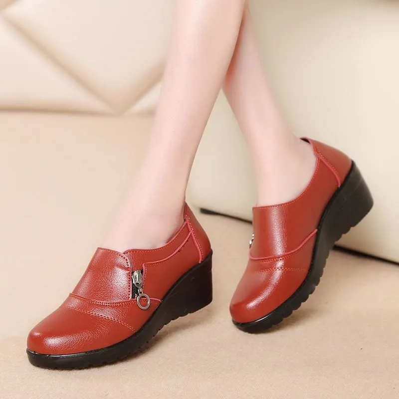 Genuine Leather Slip On Comfortable Women Shoes