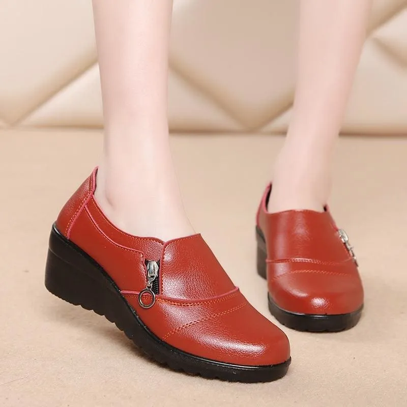 Genuine Leather Slip On Comfortable Women Shoes