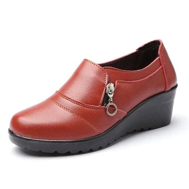 Genuine Leather Slip On Comfortable Women Shoes