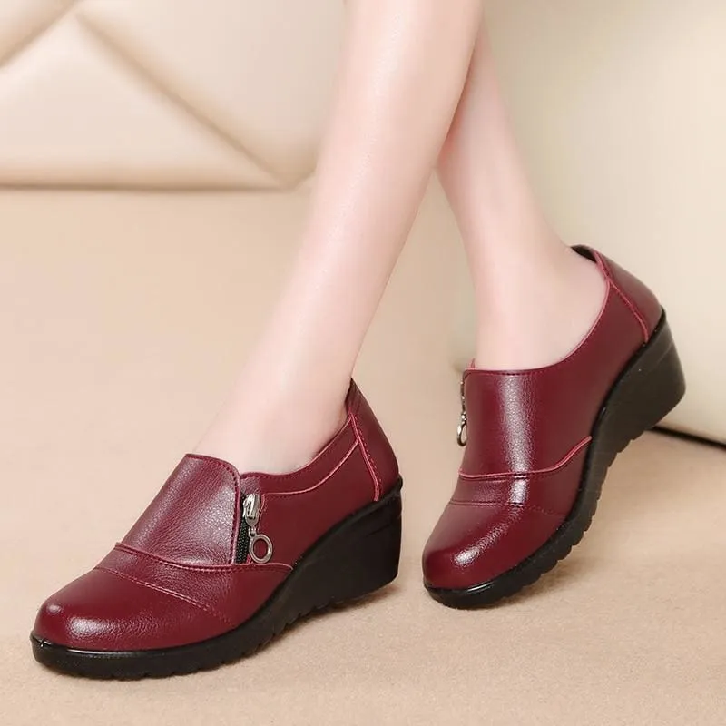 Genuine Leather Slip On Comfortable Women Shoes