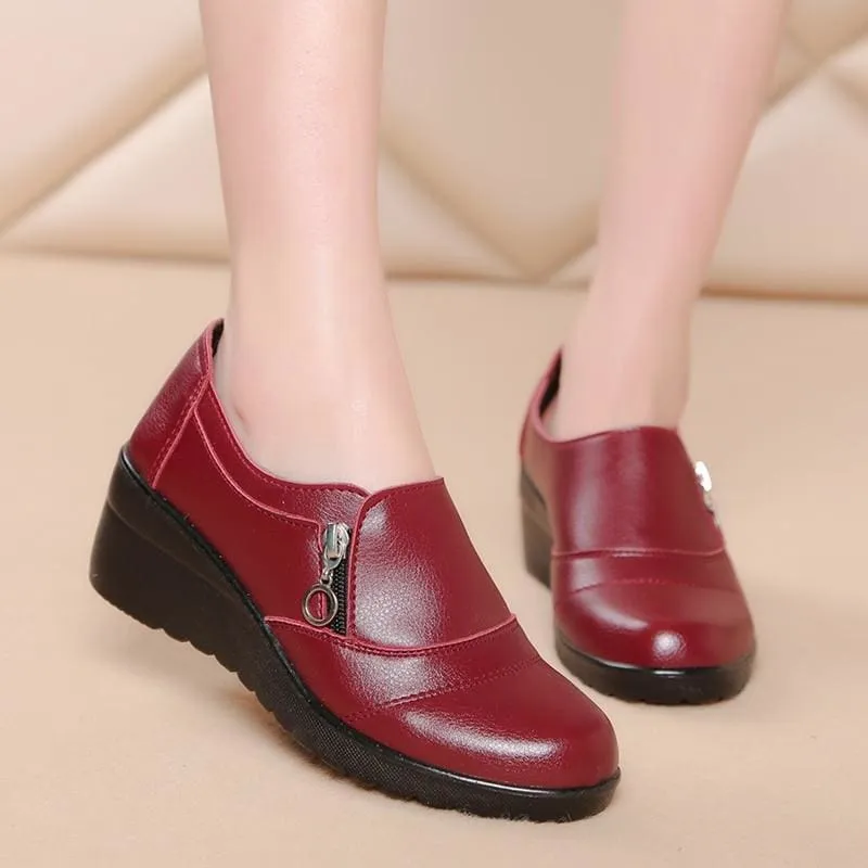 Genuine Leather Slip On Comfortable Women Shoes