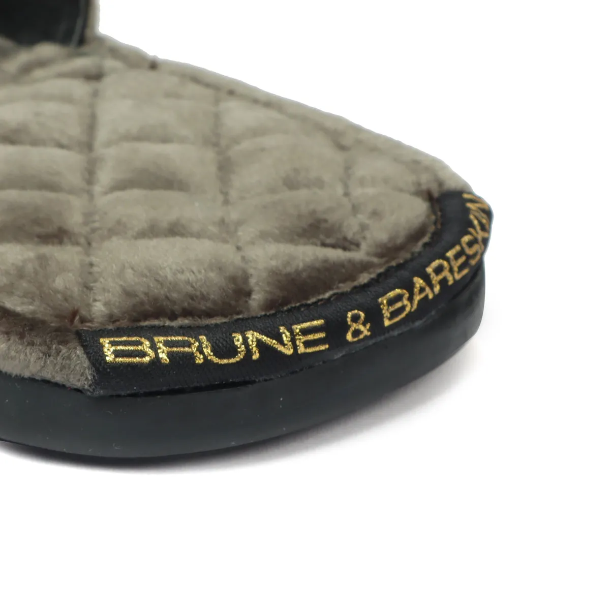 Grey Quilted Base Lion Zardosi Men Velvet Slide In Slippers By Brune & Bareskin