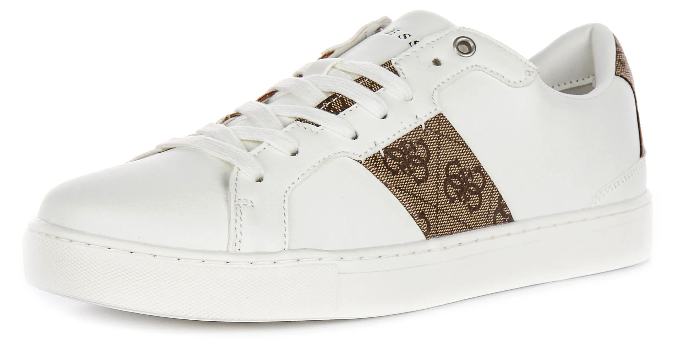 Guess Todi 4G Logo In White Brown For Men