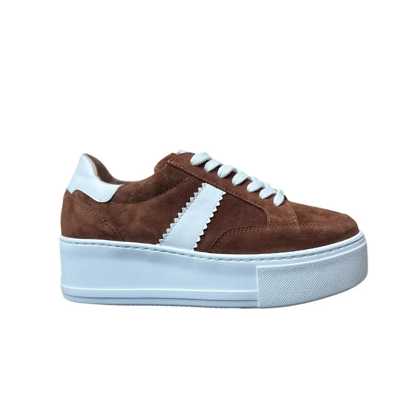 Jane Galland Brown Suede Laces Platform Trainers