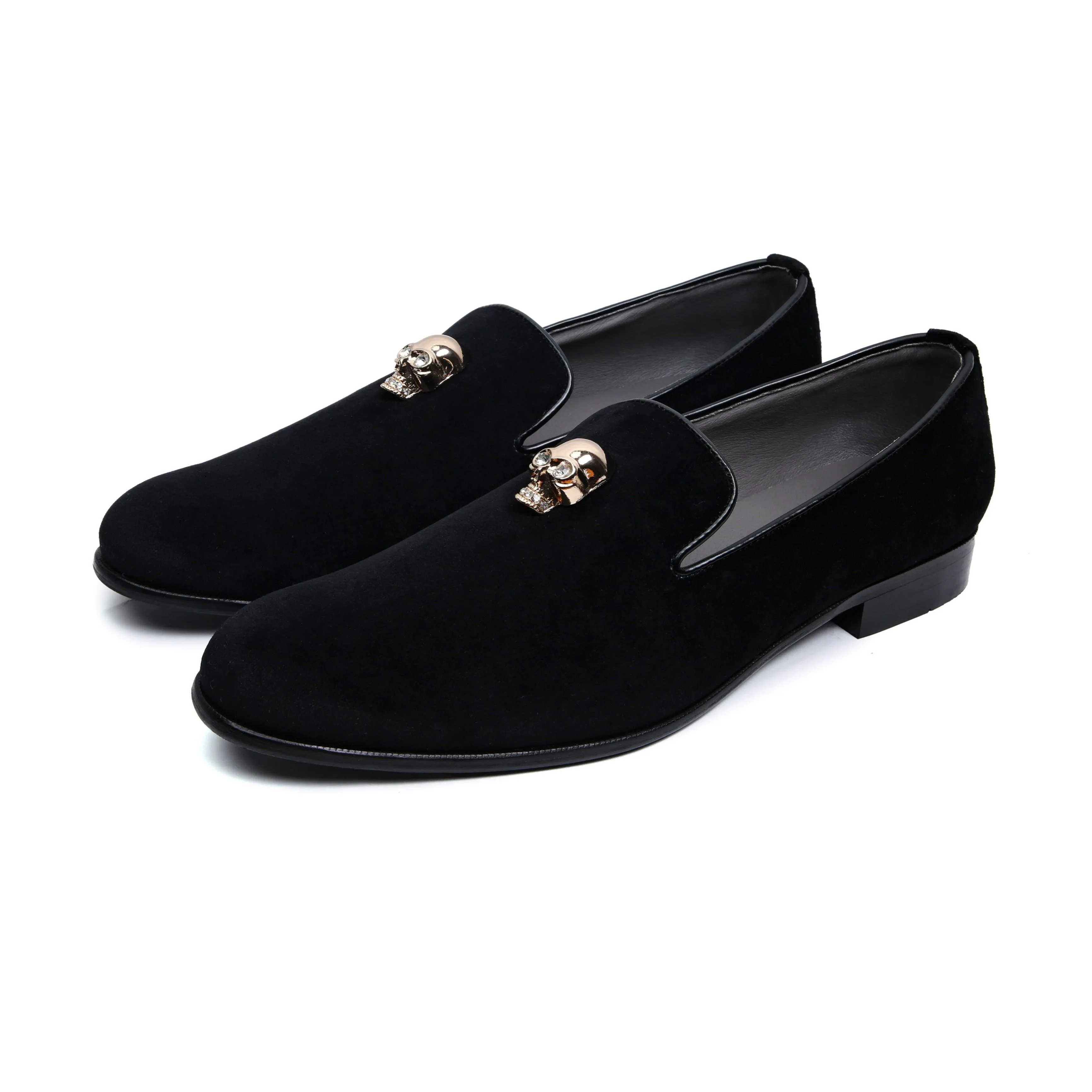 KANE | BLACK VELVET GOLDEN SKULL SLIP-ON