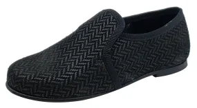 Luccini Spiga 3D Silver Black Leather Slip On Elastic for Boy's