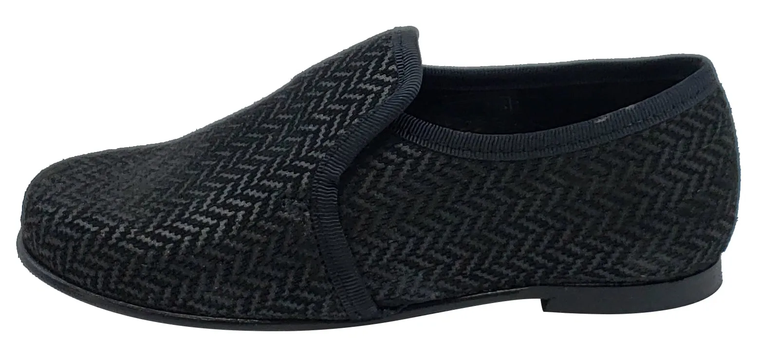 Luccini Spiga 3D Silver Black Leather Slip On Elastic for Boy's