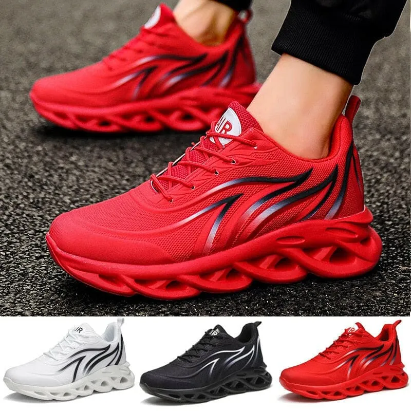 Mens Flame Printed Comfortable Sneakers with Wavy Sole Design