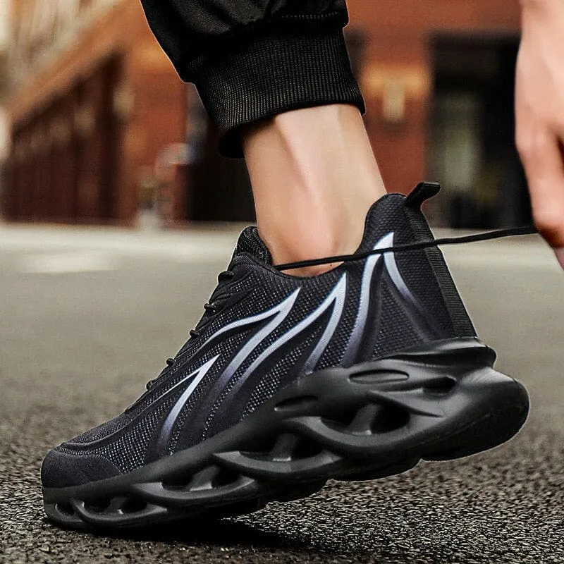 Mens Flame Printed Comfortable Sneakers with Wavy Sole Design