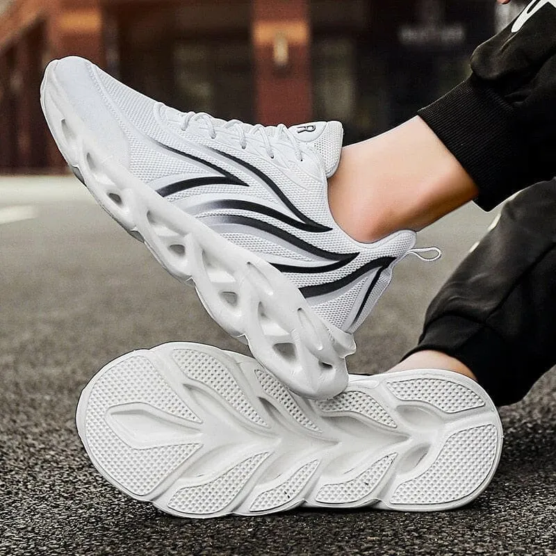 Mens Flame Printed Comfortable Sneakers with Wavy Sole Design