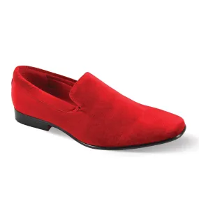 Men's Solid Red Velvet Slip-On Loafer Shoes Luxury Design Style No: 7011