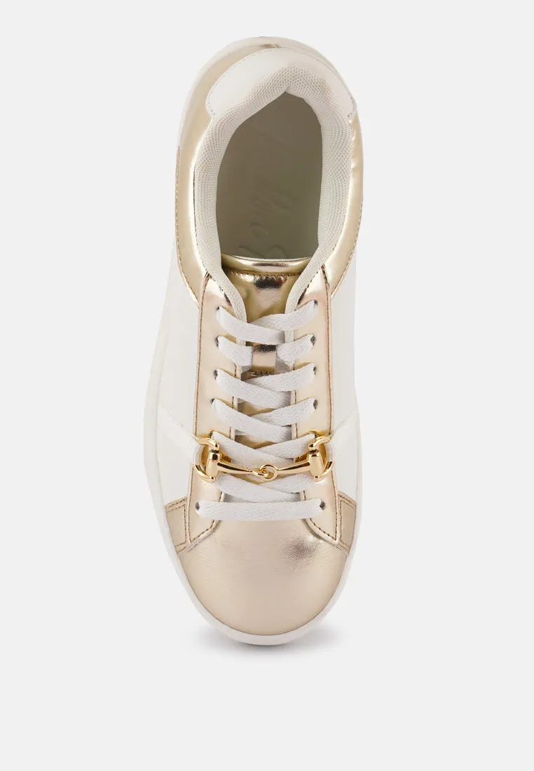 Nemo Contrasting Metallic Faux Leather Sneakers