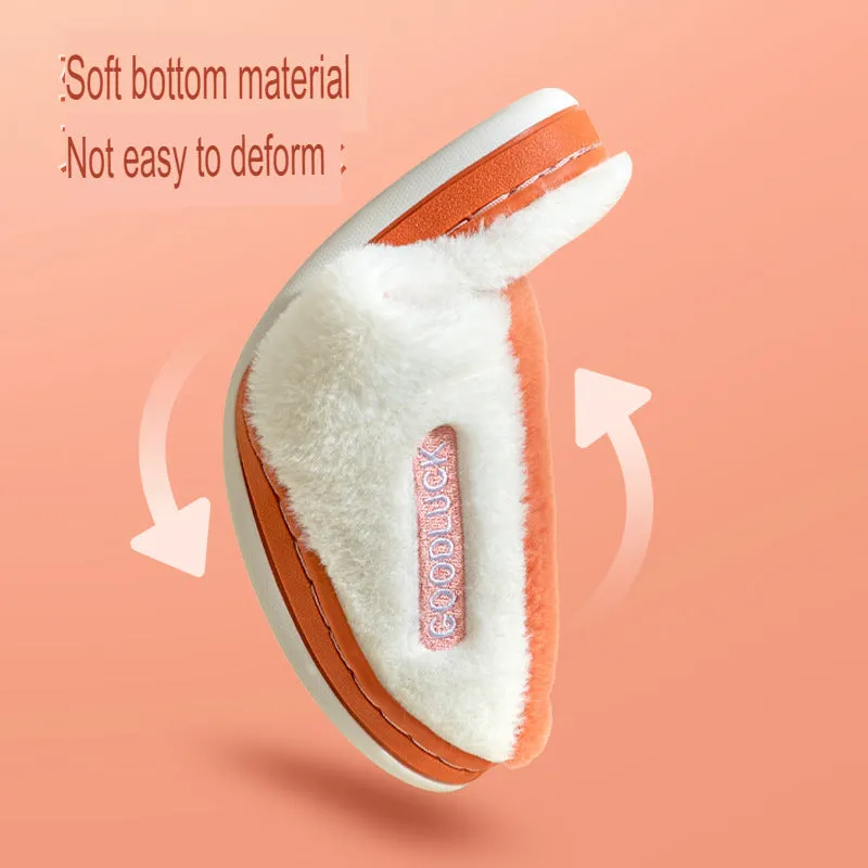 New Home Cotton Slippers for Women Winter Cute Plush Indoor Warm Cartoon Couple Anti-Slip Home Slippers