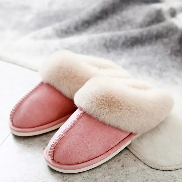 Plush Warm Home Flat Men Slippers Lightweight Soft Comfortable Winter Slippers Women Cotton Shoes Indoor Plush Slippers