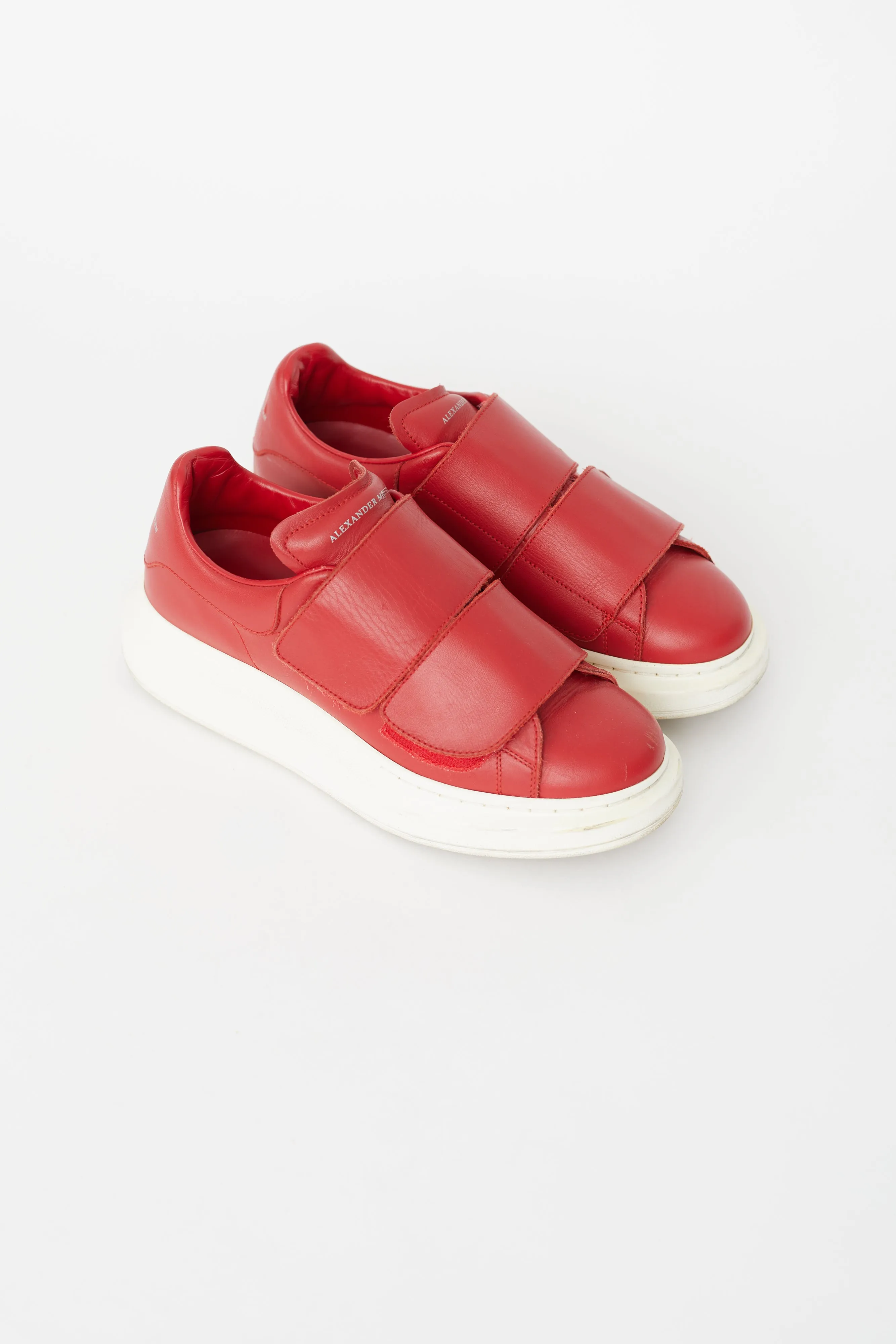 Red Leather Velcro Oversized Sneaker