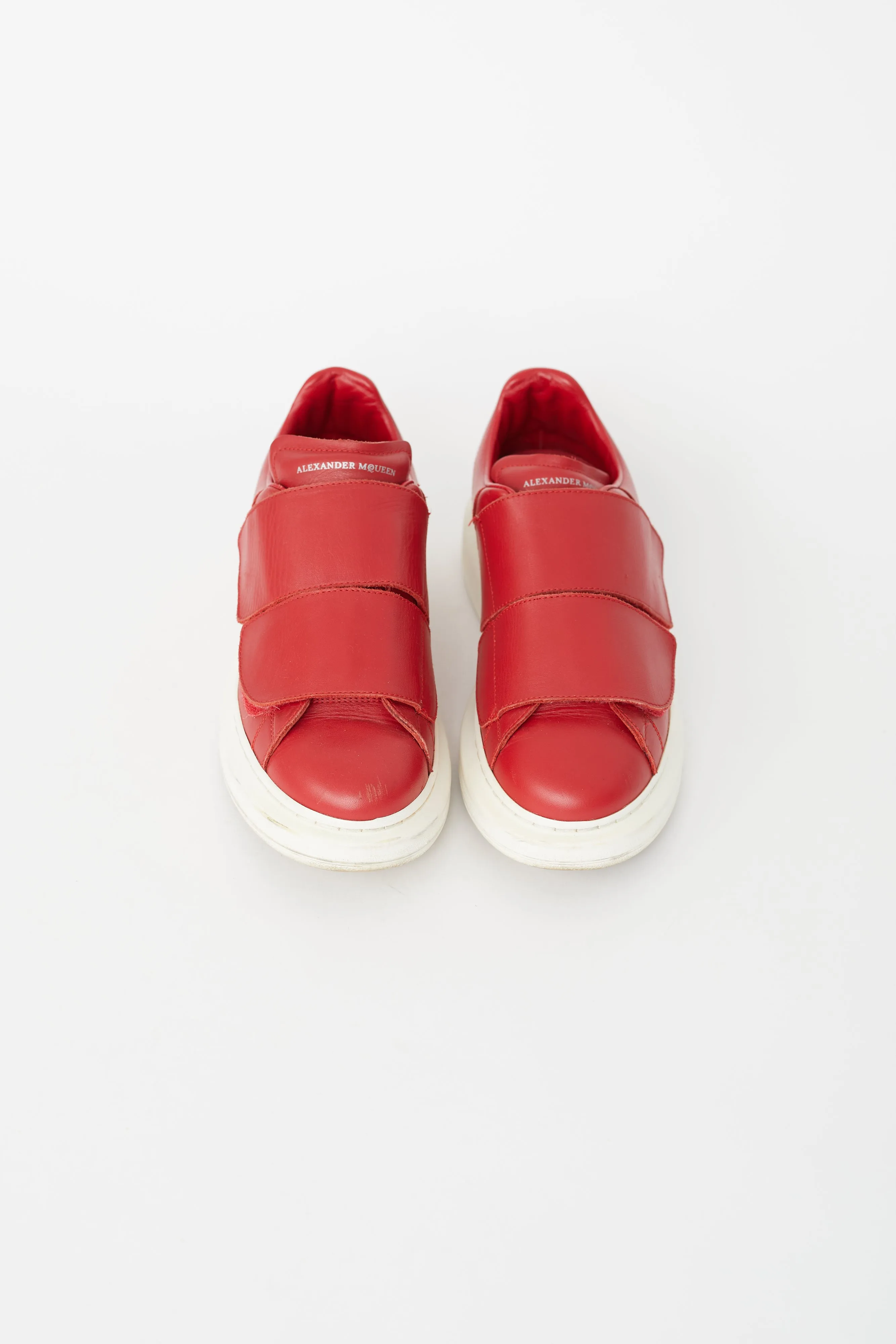 Red Leather Velcro Oversized Sneaker