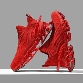 Red Woven Sneakers with Breathable Blade Shock Absorption