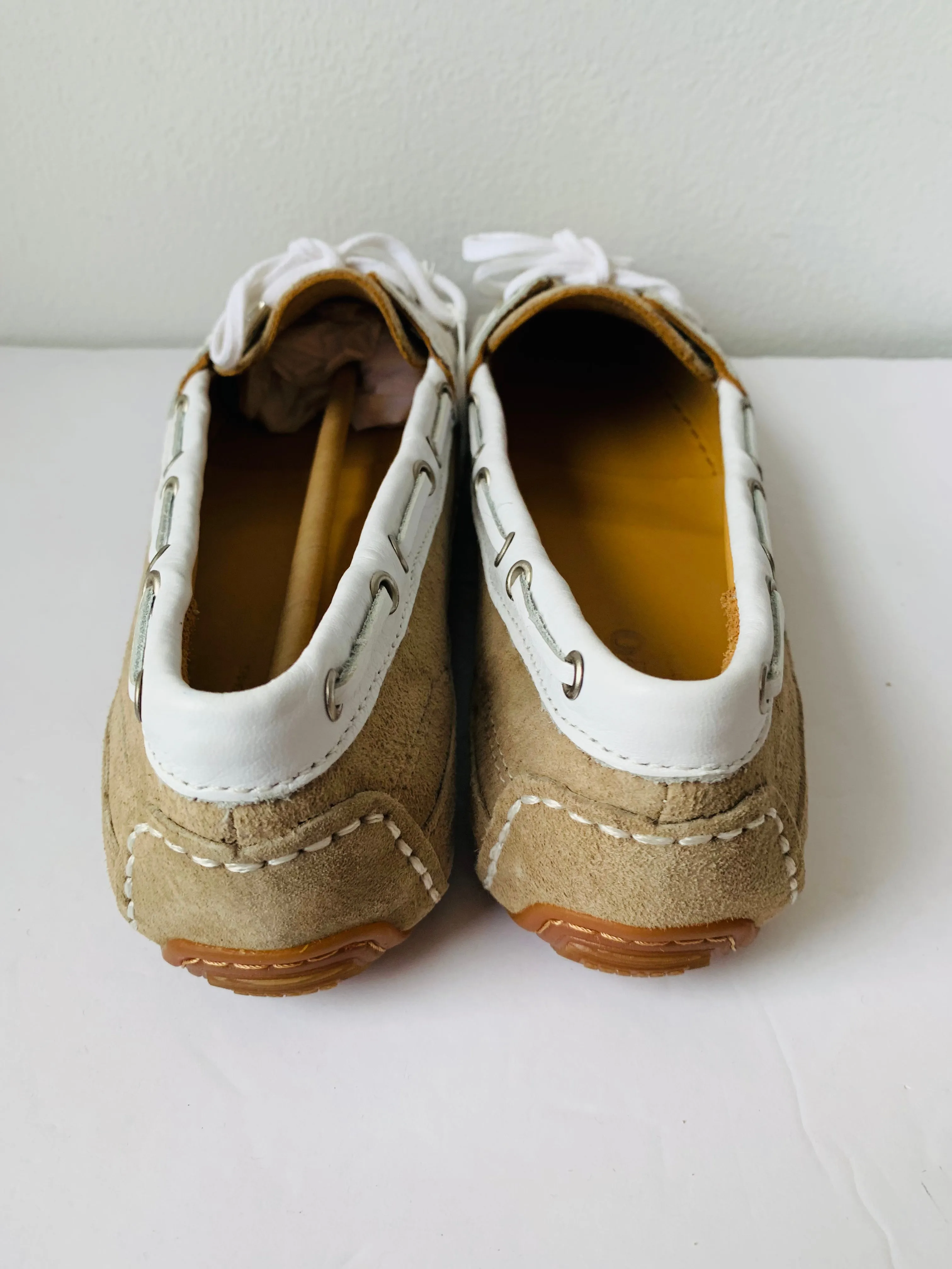 Sebago Taupe Suede White Trim Boat Shoe Size 7