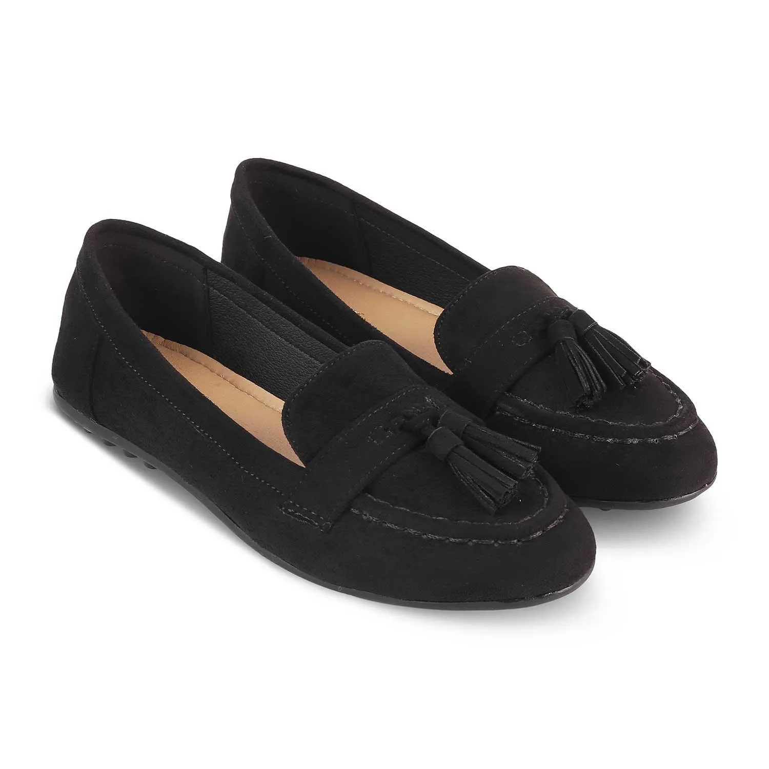 Tresmode Jonum Black Women's Dress Tassel Loafers