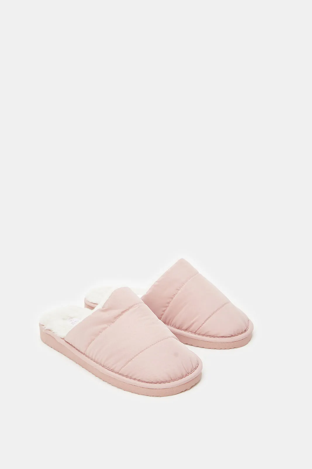 Women Pink Closed Fabric Slippers