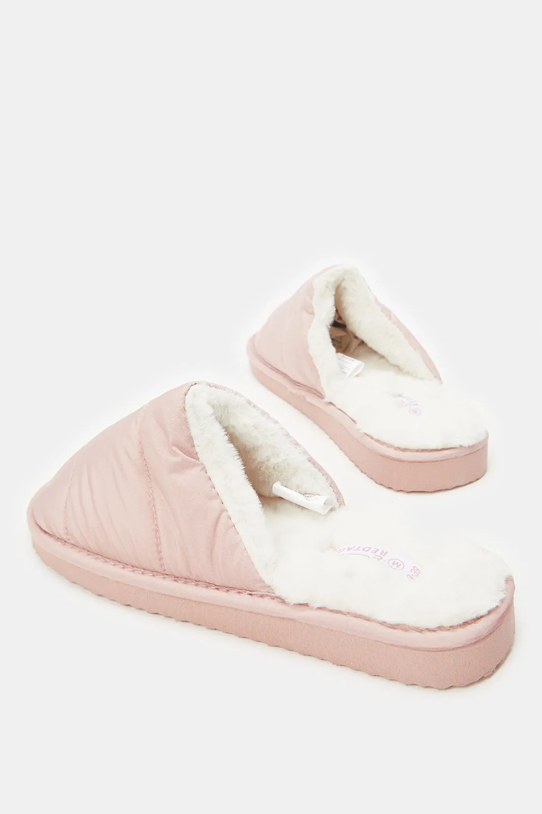 Women Pink Closed Fabric Slippers